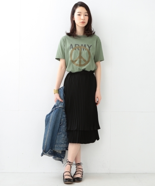 Ray BEAMS（レイビームス）の「◇Ray BEAMS / プリーツ ティアード スカート（スカート・レディース・ブラック/ベージュ/レッド・0/1）」の9枚目の写真