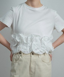 lawgy | wavy frill round neck t / ウェイビーフリルラウンドネックt(Tシャツ/カットソー)