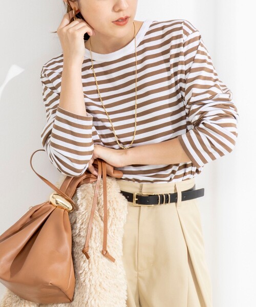 Rie Miller(リエミラー)の「ウォッシャブルロングスリーブTシャツGIZA COTTON(Tシャツ/カットソー・レディース・ベージュ系その他3/ブラック系その他3/ホワイト系その他4・38)」の3枚目の写真