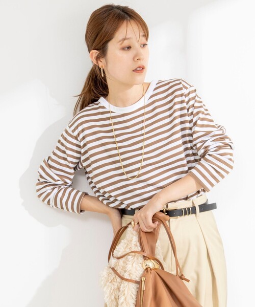 Rie Miller(リエミラー)の「ウォッシャブルロングスリーブTシャツGIZA COTTON(Tシャツ/カットソー・レディース・ベージュ系その他3/ブラック系その他3/ホワイト系その他4・38)」の5枚目の写真