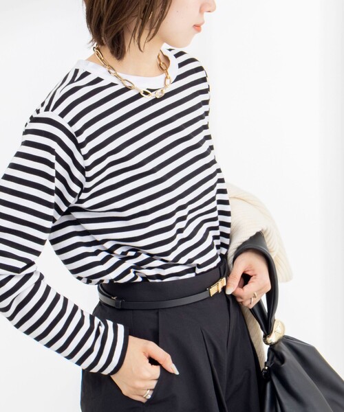 Rie Miller(リエミラー)の「ウォッシャブルロングスリーブTシャツGIZA COTTON(Tシャツ/カットソー・レディース・ベージュ系その他3/ブラック系その他3/ホワイト系その他4・38)」の13枚目の写真