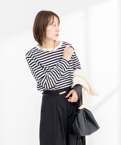 Rie Miller(リエミラー)の「ウォッシャブルロングスリーブTシャツGIZA COTTON(Tシャツ/カットソー・レディース・ベージュ系その他3/ブラック系その他3/ホワイト系その他4・38)」の14枚目の写真