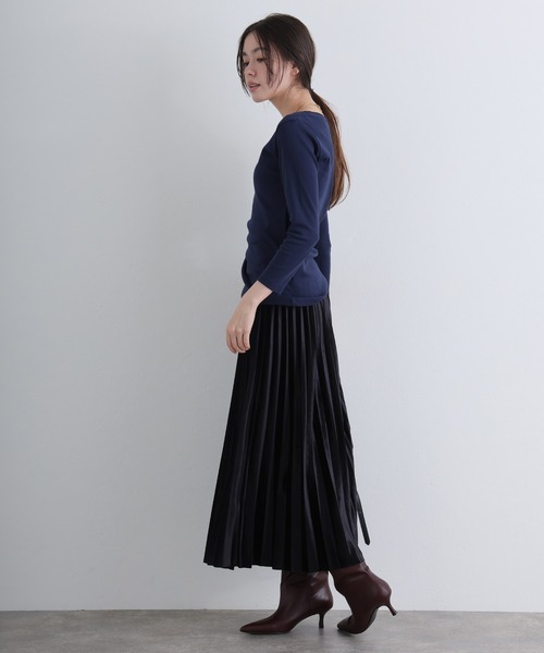 ElegChic(エレグシック)の「Uネック8分丈コットンフライスTシャツ(Tシャツ/カットソー・レディース・グレー/ネイビー/ブラック/ホワイト/チャコール・M/L/XL/XXL/4L)」の17枚目の写真