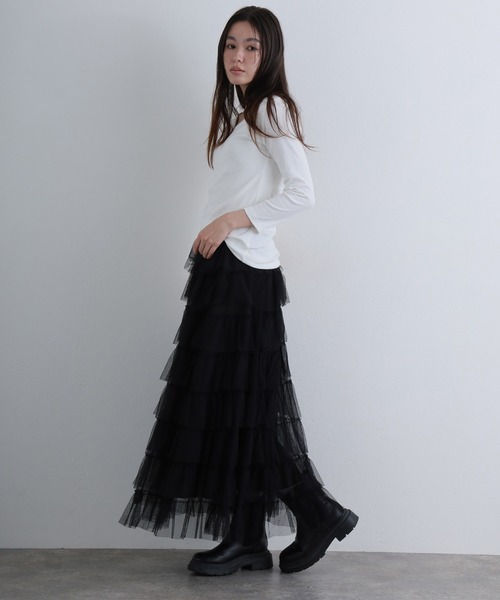 ElegChic(エレグシック)の「Uネック8分丈コットンフライスTシャツ(Tシャツ/カットソー・レディース・グレー/ネイビー/ブラック/ホワイト/チャコール・M/L/XL/XXL/4L)」の14枚目の写真
