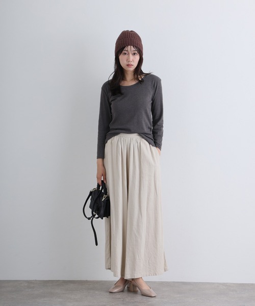 ElegChic(エレグシック)の「Uネック8分丈コットンフライスTシャツ(Tシャツ/カットソー・レディース・グレー/ネイビー/ブラック/ホワイト/チャコール・M/L/XL/XXL/4L)」の16枚目の写真