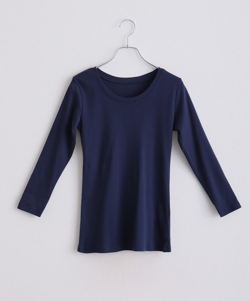 ElegChic(エレグシック)の「Uネック8分丈コットンフライスTシャツ(Tシャツ/カットソー・レディース・グレー/ネイビー/ブラック/ホワイト/チャコール・M/L/XL/XXL/4L)」の9枚目の写真