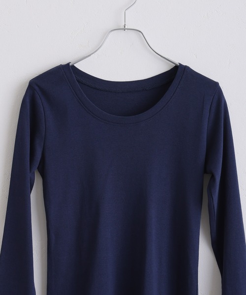 ElegChic(エレグシック)の「Uネック8分丈コットンフライスTシャツ(Tシャツ/カットソー・レディース・グレー/ネイビー/ブラック/ホワイト/チャコール・M/L/XL/XXL/4L)」の10枚目の写真