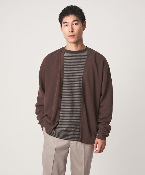 green label relaxing(グリーンレーベルリラクシング)の「コットン カシミヤ ミラノリブ Vネック カーディガン -ハンドウォッシャブル-(カーディガン/ボレロ・メンズ・マスタード/ブラック/ブラウン・S/M/L/XL)」の2枚目の写真