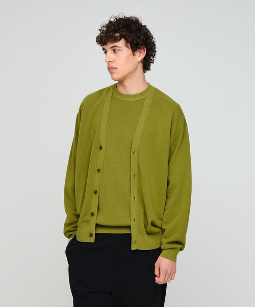 green label relaxing(グリーンレーベルリラクシング)の「コットン カシミヤ ミラノリブ Vネック カーディガン -ハンドウォッシャブル-(カーディガン/ボレロ・メンズ・マスタード/ブラック/ブラウン・S/M/L/XL)」の3枚目の写真