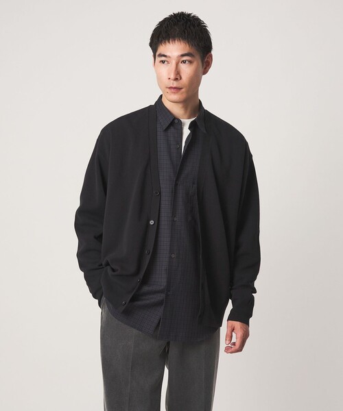 green label relaxing(グリーンレーベルリラクシング)の「コットン カシミヤ ミラノリブ Vネック カーディガン -ハンドウォッシャブル-(カーディガン/ボレロ・メンズ・マスタード/ブラック/ブラウン・S/M/L/XL)」の1枚目の写真
