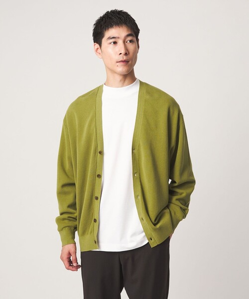 green label relaxing(グリーンレーベルリラクシング)の「コットン カシミヤ ミラノリブ Vネック カーディガン -ハンドウォッシャブル-(カーディガン/ボレロ・メンズ・マスタード/ブラック/ブラウン・S/M/L/XL)」の6枚目の写真