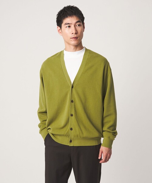 green label relaxing(グリーンレーベルリラクシング)の「コットン カシミヤ ミラノリブ Vネック カーディガン -ハンドウォッシャブル-(カーディガン/ボレロ・メンズ・マスタード/ブラック/ブラウン・S/M/L/XL)」の8枚目の写真