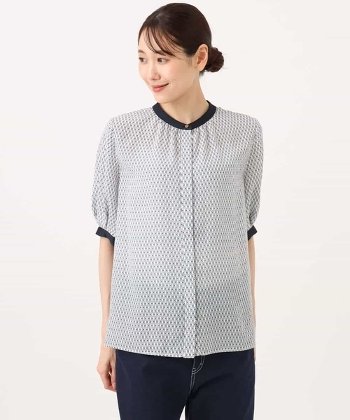 MK MICHEL KLEIN（エムケーミッシェルクラン）の「[洗える]ダイヤモチーフ幾何柄ブラウス（シャツ/ブラウス・レディース・ブラック/ホワイト・38）」の20枚目の写真