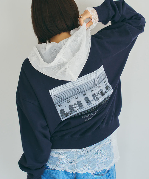 U by SPICK&SPAN(ユーバイスピックアンドスパン)の「ARCHIVE STANCE/アーカイブスタンス lace hoodie(シャツ/ブラウス・レディース・ホワイト/ブラック・FREE)」の1枚目の写真