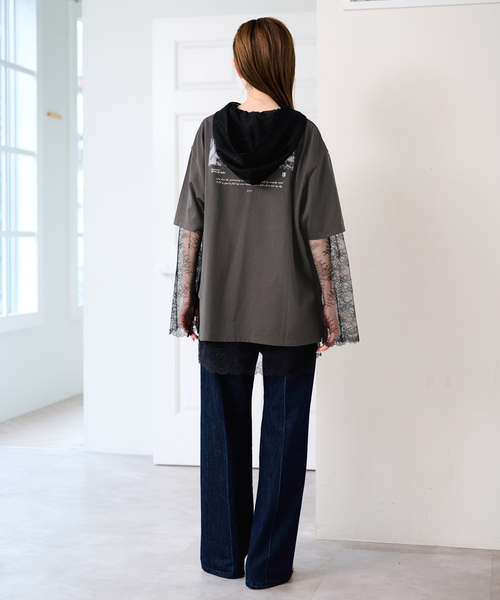 U by SPICK&SPAN(ユーバイスピックアンドスパン)の「ARCHIVE STANCE/アーカイブスタンス lace hoodie(シャツ/ブラウス・レディース・ホワイト/ブラック・FREE)」の22枚目の写真