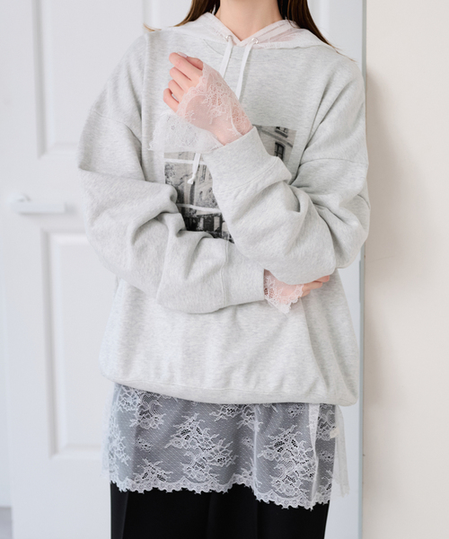 U by SPICK&SPAN(ユーバイスピックアンドスパン)の「ARCHIVE STANCE/アーカイブスタンス lace hoodie(シャツ/ブラウス・レディース・ホワイト/ブラック・FREE)」の5枚目の写真
