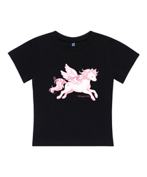 ベイビーポニー プリンティング スリムフィット 半袖Tシャツ ブラック