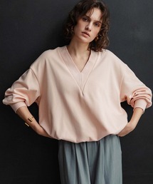 【2026AW】【M~Lサイズ展開】Vネックボリュームスリーブスウェットプルオーバー【洗える】《着用動画あり》