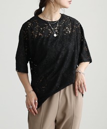シアーレース半袖プルオーバー