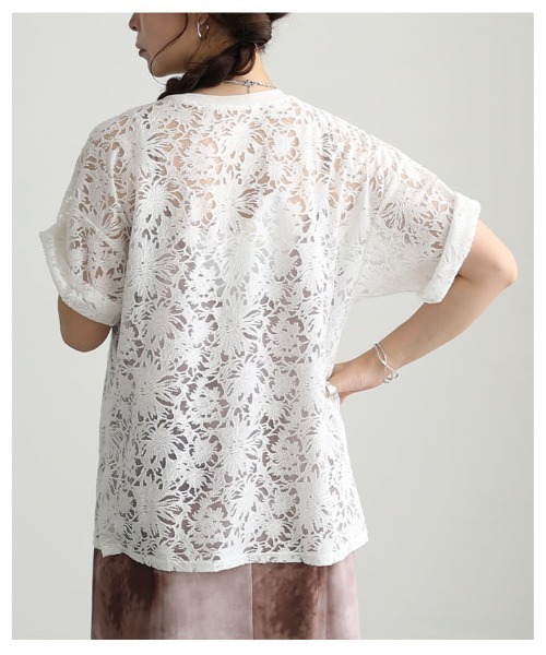 Sawa a la mode（サワアラモード）の「シアーレース半袖プルオーバー（Tシャツ/カットソー・レディース・ブラック/イエロー/オフホワイト・FREE）」の22枚目の写真