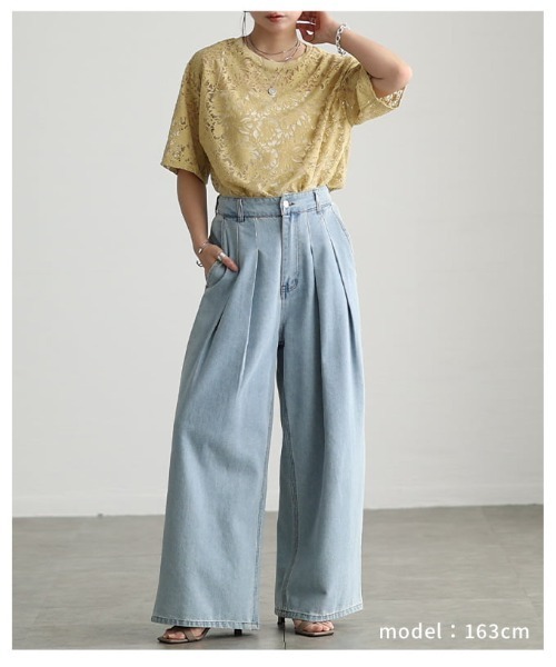 Sawa a la mode（サワアラモード）の「シアーレース半袖プルオーバー（Tシャツ/カットソー・レディース・ブラック/イエロー/オフホワイト・FREE）」の5枚目の写真