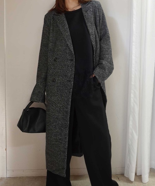 CORNERS（コーナーズ）の「ツイードチェスターコート（チェスターコート・レディース・ブラウン/オレンジ/ブラック・M）」の16枚目の写真