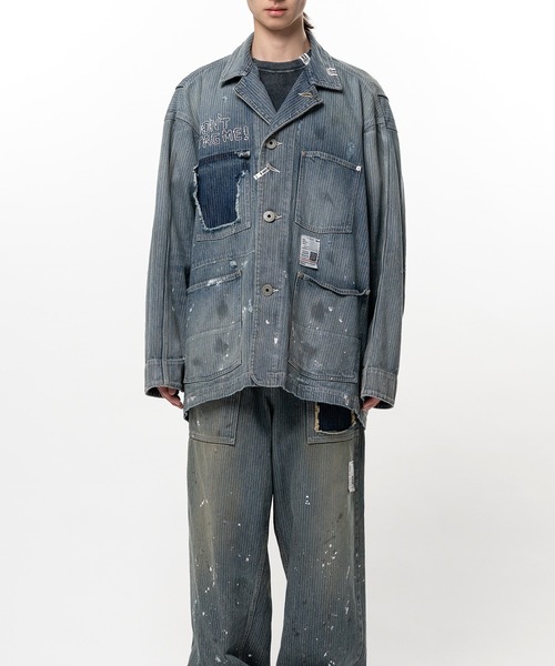 Maison MIHARA YASUHIRO(メゾンミハラヤスヒロ)の「Stripe Denim Chore Jacket(デニムジャケット・メンズ・ブラック/インディゴブルー・50)」の2枚目の写真