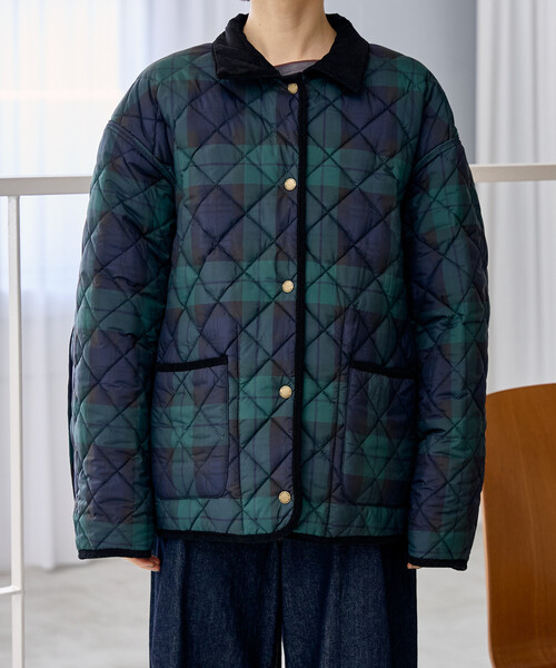 FREAK'S STORE(フリークスストア)の「PRIMALOFT ダイヤキルト 襟付きリバーシブルコート/プリマロフト ジャケット(ダウンジャケット/コート・レディース・ブラック/オフホワイト/オリーブ・フリ-)」の19枚目の写真