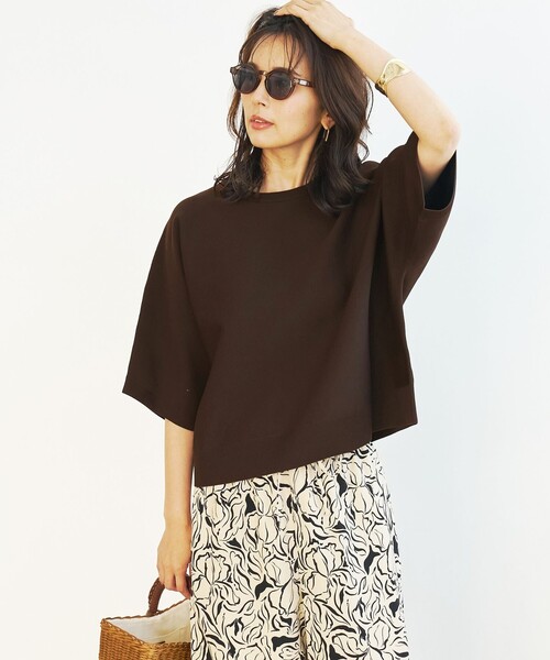UNFILO(アンフィーロ)の「【一部店舗限定】BEAUTY FORM KNIT ハーフスリーブ(ニット/セーター・レディース・ブラック系/ベージュ系/ダークブラウン系・X-LARGE)」の3枚目の写真