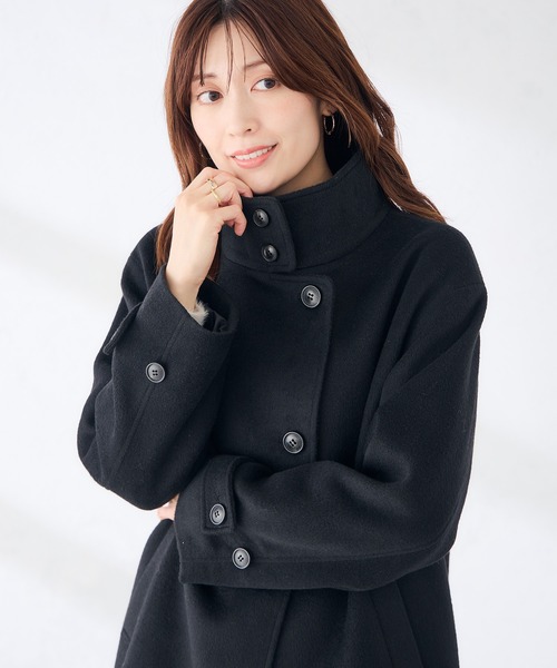 a.v.v(アーヴェヴェ)の「スタンドカラー ミディ コート(その他アウター・レディース・ブラック/ライトグレー/グリーン・34/40/36/42/38)」の2枚目の写真