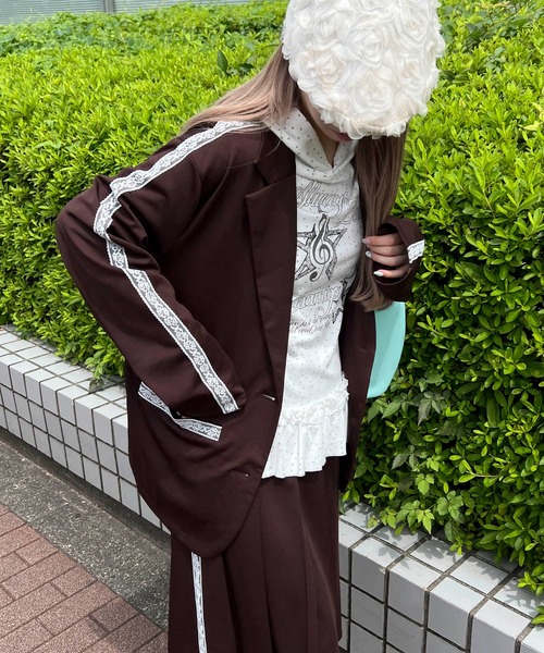 WC(ダブル シー)の「《セットアップ可能◎》ジャージテーラードジャケット(ブルゾン・レディース・ネイビー/ブラック/ブラウン・FREE)」の3枚目の写真