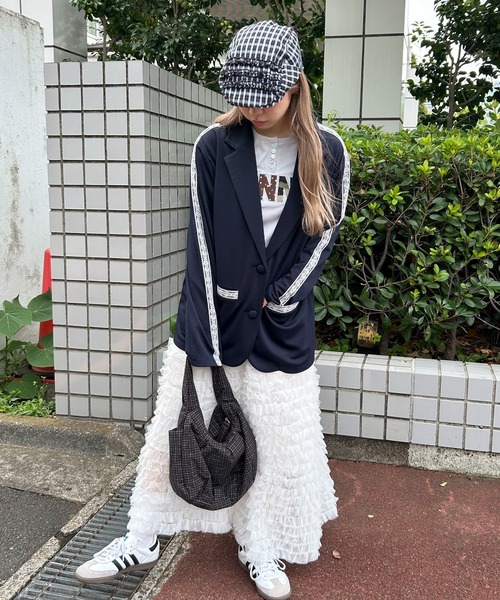 WC(ダブル シー)の「《セットアップ可能◎》ジャージテーラードジャケット(ブルゾン・レディース・ネイビー/ブラック/ブラウン・FREE)」の8枚目の写真