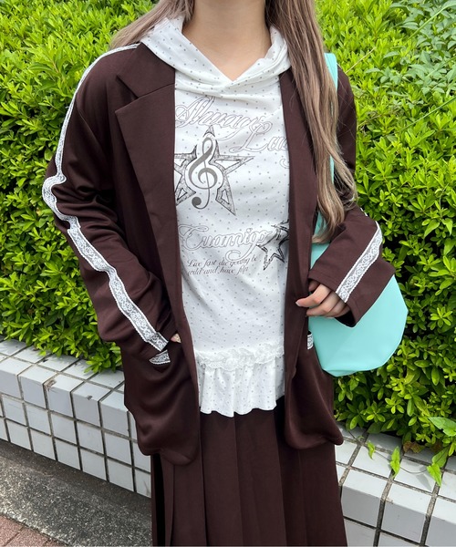 WC(ダブル シー)の「《セットアップ可能◎》ジャージテーラードジャケット(ブルゾン・レディース・ネイビー/ブラック/ブラウン・FREE)」の19枚目の写真