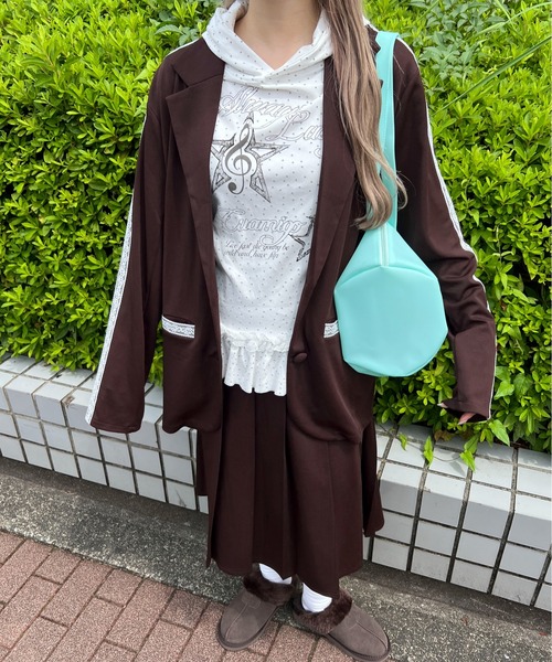 WC(ダブル シー)の「《セットアップ可能◎》ジャージテーラードジャケット(ブルゾン・レディース・ネイビー/ブラック/ブラウン・FREE)」の20枚目の写真