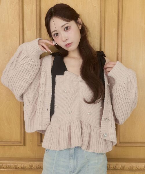 MAJESTIC LEGON(マジェスティックレゴン)の「ビジューボタンマシュマロモールカーデ(カーディガン/ボレロ・レディース・ブルー系その他5/ブラック/アイボリー/ピンク・MEDIUM)」の14枚目の写真