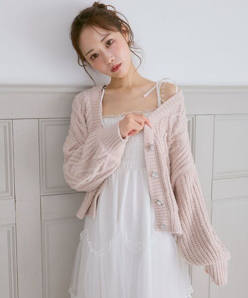 MAJESTIC LEGON(マジェスティックレゴン)の「ビジューボタンマシュマロモールカーデ(カーディガン/ボレロ・レディース・ブルー系その他5/ブラック/アイボリー/ピンク・MEDIUM)」の17枚目の写真