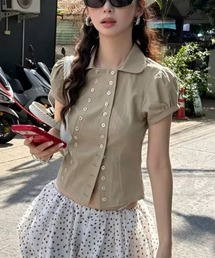 ダブルブレスト半袖シャツ