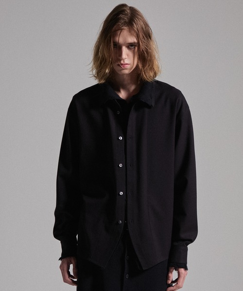 GRANCY(�O�����V�[)�́yGRANCY�zKnit Layered Design Wool Mix Shirt / �j�b�g���C���[�h�f�U�C���E�[���~�b�N�X�V���c(�V���c/�u���E�X)