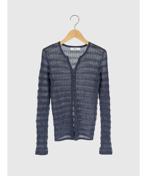 FIKA.（フィーカ）の「Sheer shirring cardigan（カーディガン/ボレロ・レディース・ネイビー/ブラウン・MEDIUM）」の2枚目の写真