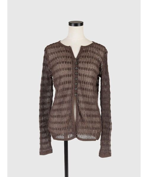 FIKA.（フィーカ）の「Sheer shirring cardigan（カーディガン/ボレロ・レディース・ネイビー/ブラウン・MEDIUM）」の7枚目の写真