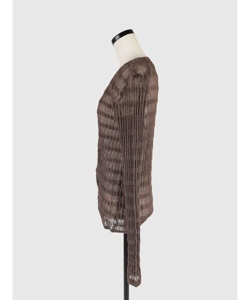 FIKA.（フィーカ）の「Sheer shirring cardigan（カーディガン/ボレロ・レディース・ネイビー/ブラウン・MEDIUM）」の3枚目の写真