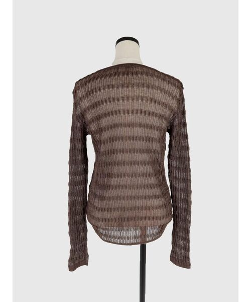 FIKA.（フィーカ）の「Sheer shirring cardigan（カーディガン/ボレロ・レディース・ネイビー/ブラウン・MEDIUM）」の4枚目の写真