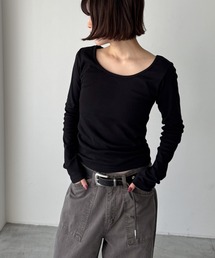 El mar コットンラウンドネックロンT