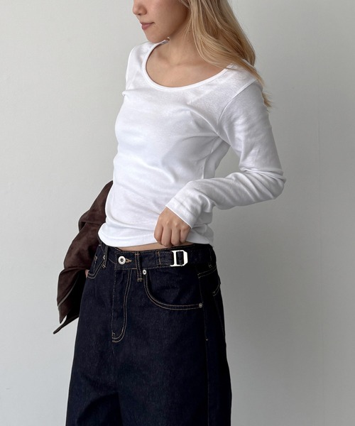 CANAL JEAN(キャナルジーン)の「El mar コットンラウンドネックロンT(Tシャツ/カットソー・レディース・ホワイト/ダークネイビー/チャコールグレー/ブラック・ONE SIZE)」の21枚目の写真