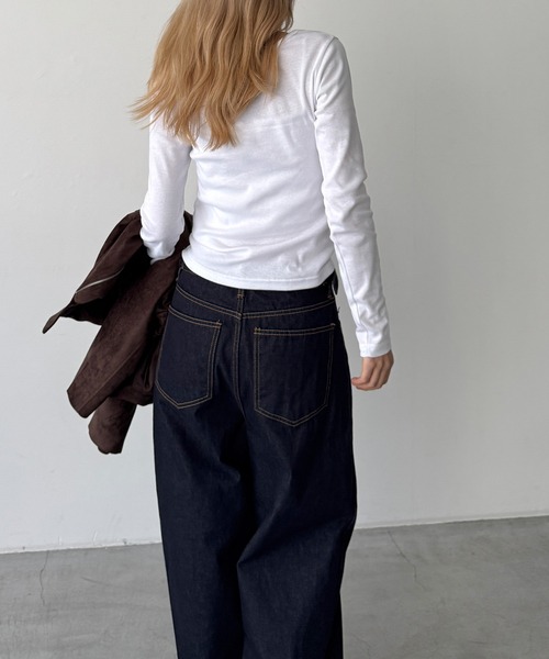CANAL JEAN(キャナルジーン)の「El mar コットンラウンドネックロンT(Tシャツ/カットソー・レディース・ホワイト/ダークネイビー/チャコールグレー/ブラック・ONE SIZE)」の22枚目の写真