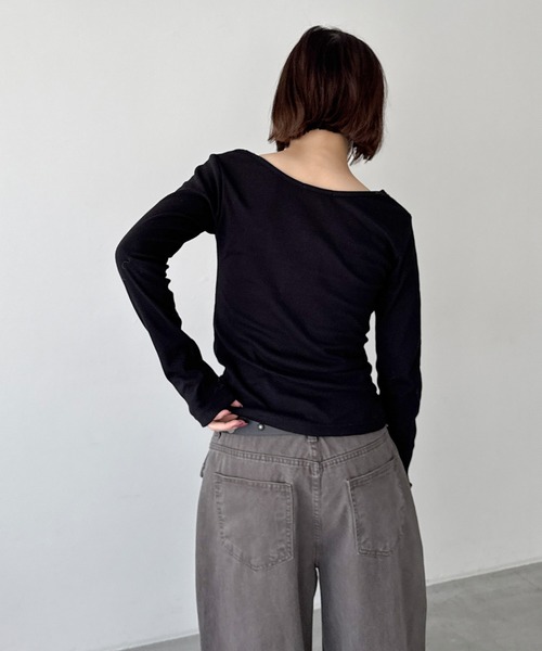 CANAL JEAN(キャナルジーン)の「El mar コットンラウンドネックロンT(Tシャツ/カットソー・レディース・ホワイト/ダークネイビー/チャコールグレー/ブラック・ONE SIZE)」の11枚目の写真