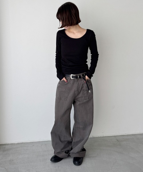 CANAL JEAN(キャナルジーン)の「El mar コットンラウンドネックロンT(Tシャツ/カットソー・レディース・ホワイト/ダークネイビー/チャコールグレー/ブラック・ONE SIZE)」の12枚目の写真