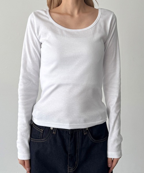 CANAL JEAN(キャナルジーン)の「El mar コットンラウンドネックロンT(Tシャツ/カットソー・レディース・ホワイト/ダークネイビー/チャコールグレー/ブラック・ONE SIZE)」の14枚目の写真