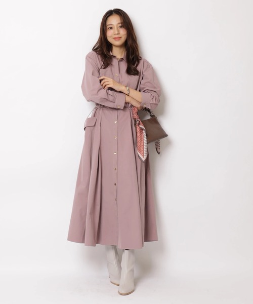 JUSGLITTY(ジャスグリッティー)の「ワークシャツワンピース(ワンピース・レディース・スモークピンク/チャコールグレー・2/1/0)」の1枚目の写真