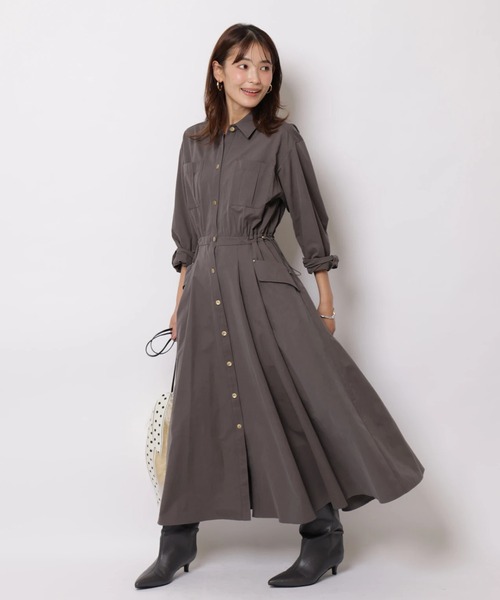 JUSGLITTY(ジャスグリッティー)の「ワークシャツワンピース(ワンピース・レディース・スモークピンク/チャコールグレー・2/1/0)」の8枚目の写真